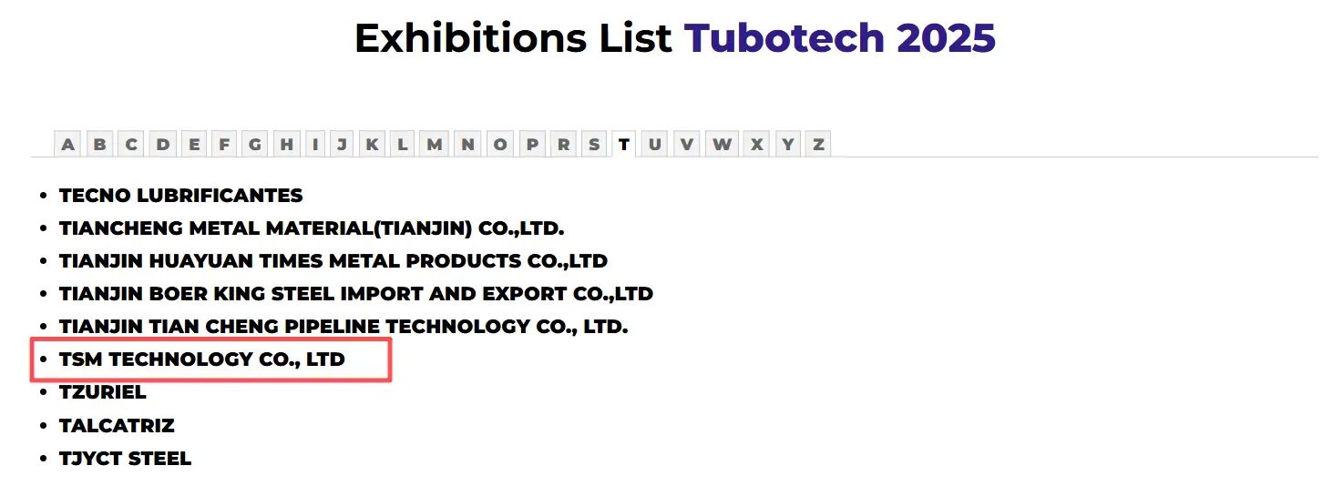 Exhibitions List Tubotech 2025